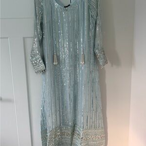 Maya Ali Sequin Ice Blue Shirt and Churidaar Never worn